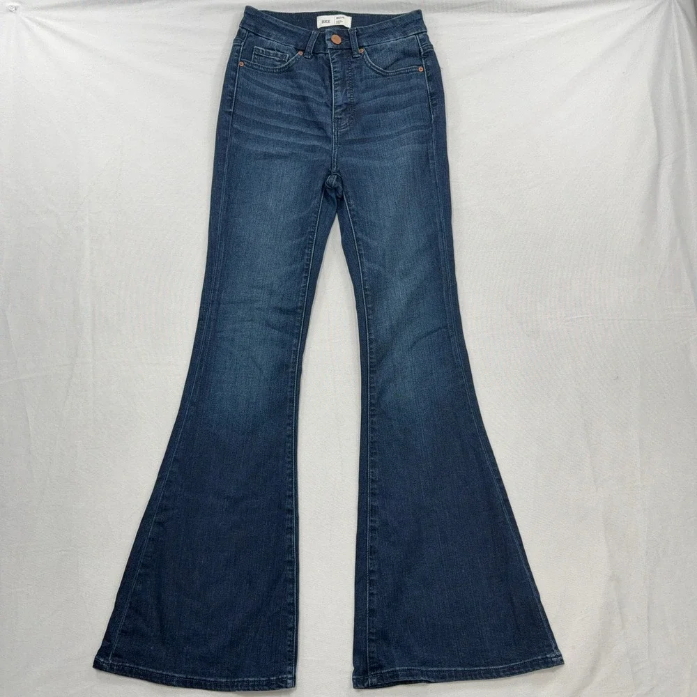 BKE Jeans Billie High Rise Flare Slim Fit Dark Wash Denim Blue Womens 25 x 31.5